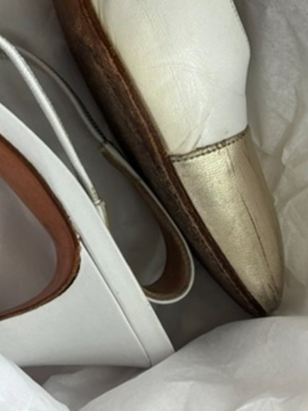 Chanel Vintage Cap-Toe White & Gold Slingback Heels - Picture 16 of 16